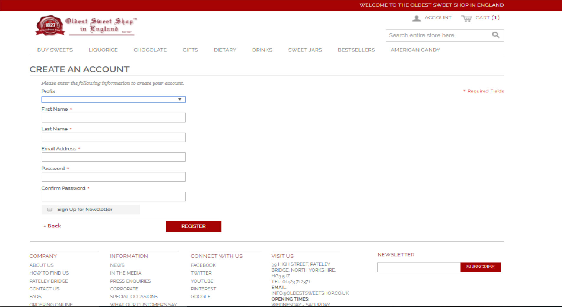 Customer Registration Page