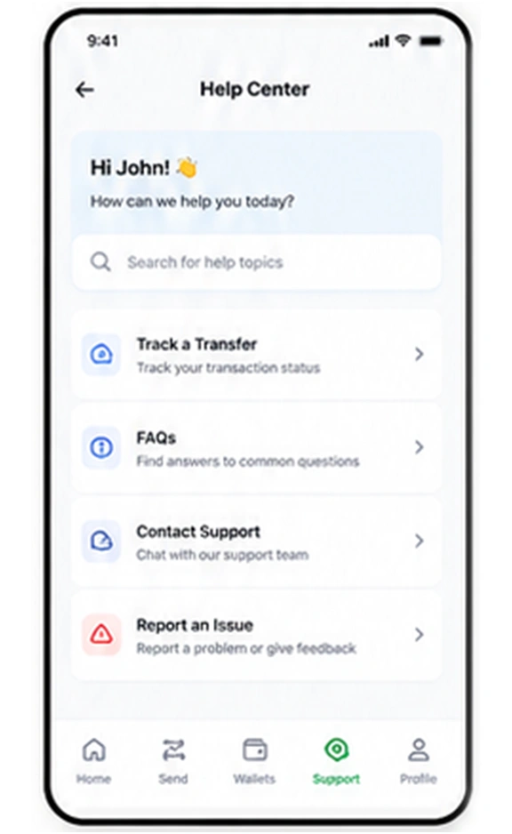 Custom Cross Border Money Transfer App