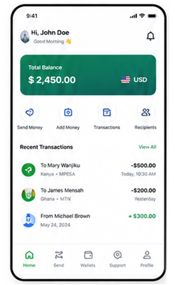 Custom Cross Border Money Transfer App