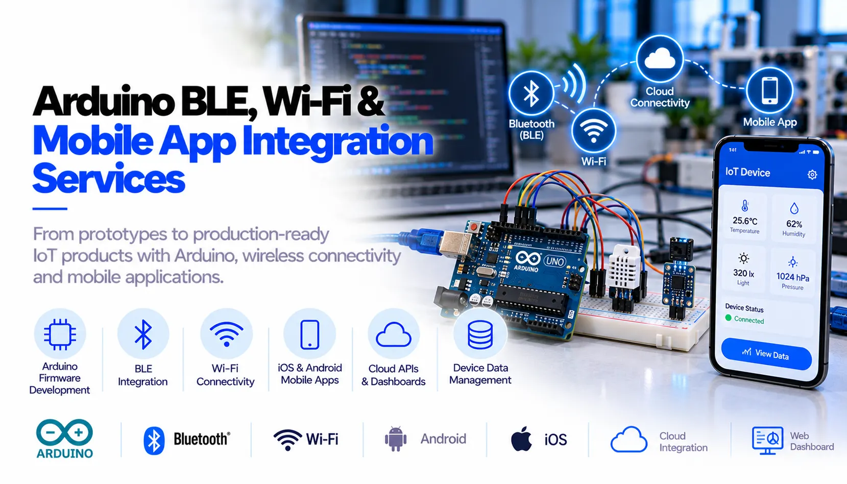 Arduino BLE, Wi-Fi and Mobile App Integration