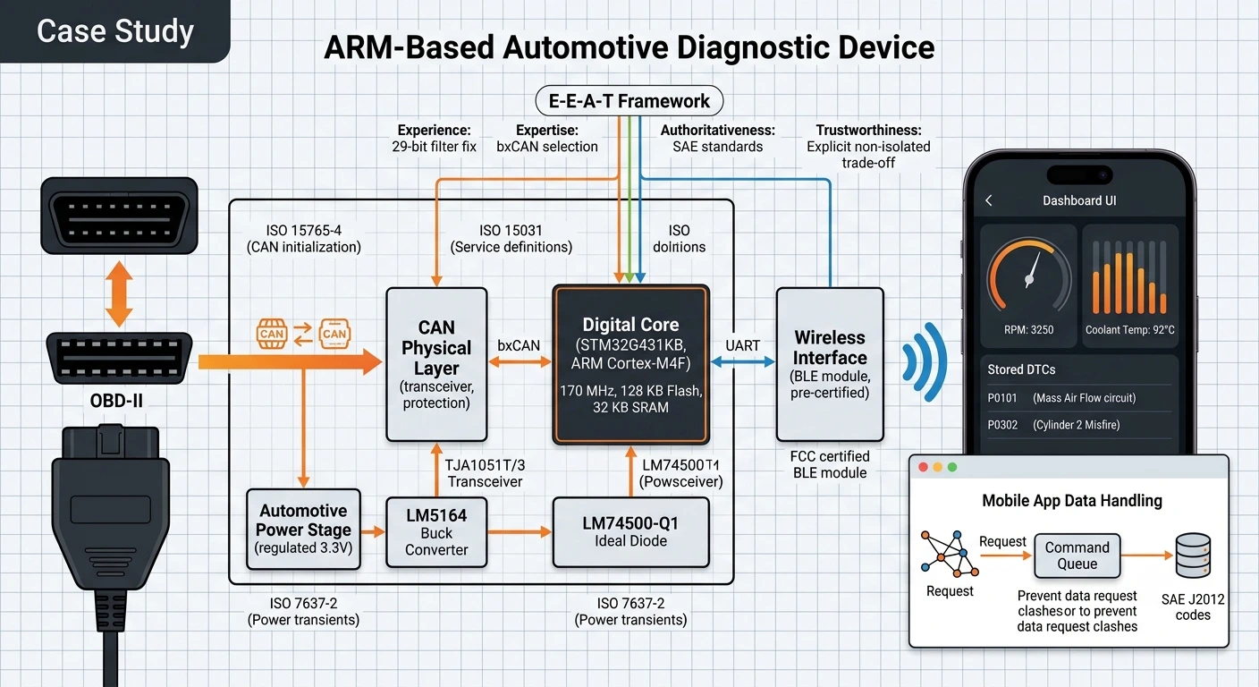 ARM-Based Automotive Diagnostic Device with CAN and OBD-II