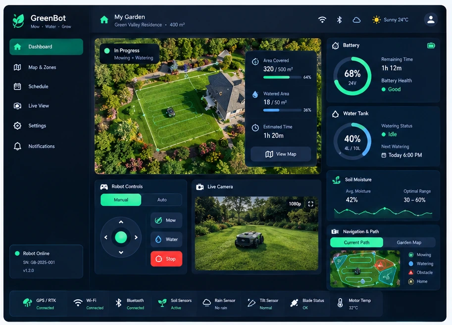 Autonomous Grass-Cutting and Garden-Watering Robot Development
