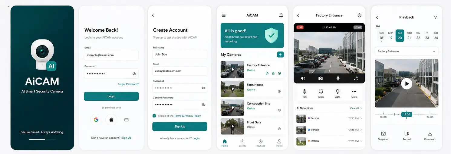 AI smart camera ecosystem mobile app interface