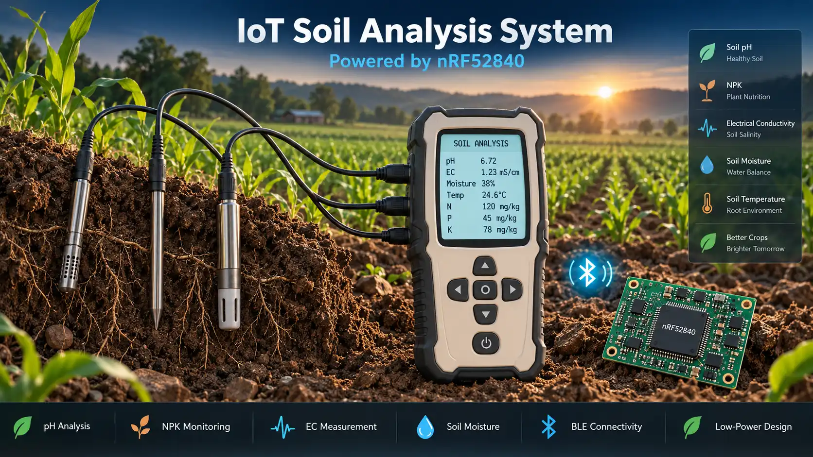 nRF52840 Handheld IoT Soil Analyzer