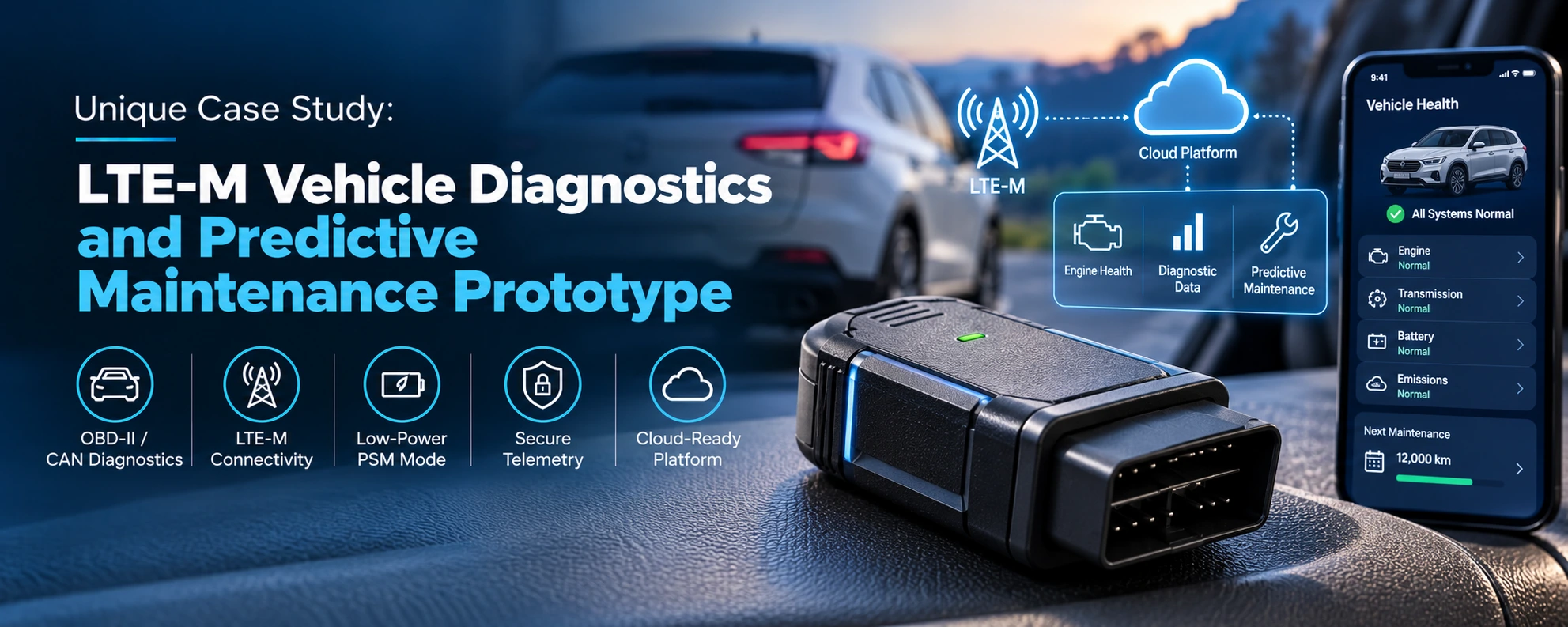 LTE-M vehicle diagnostics and predictive maintenance