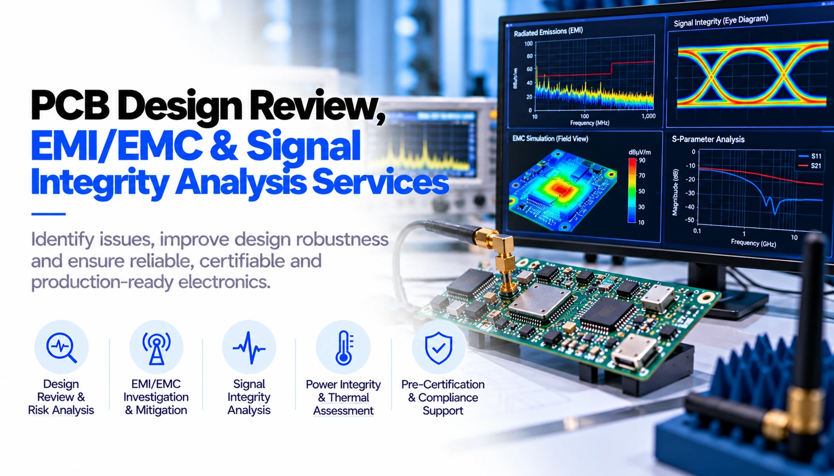 PCB Design Review, EMI/EMC and Signal Integrity Analysis