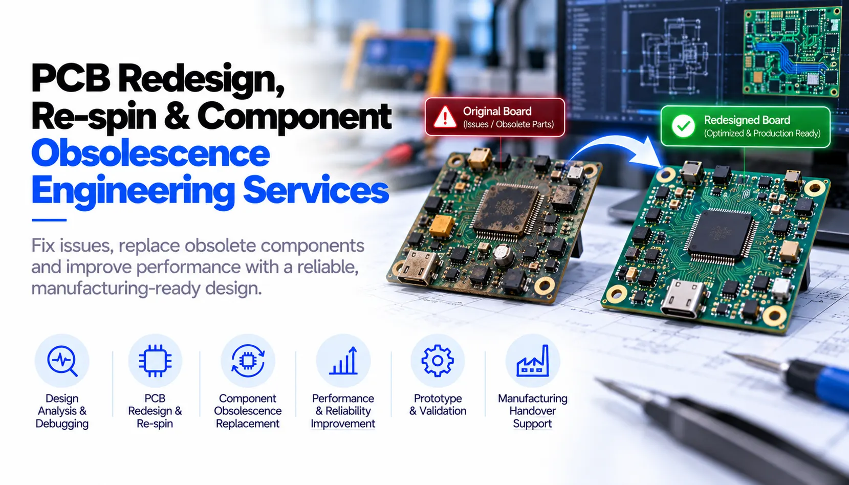 PCB Redesign, Re-spin and Component Obsolescence Engineering