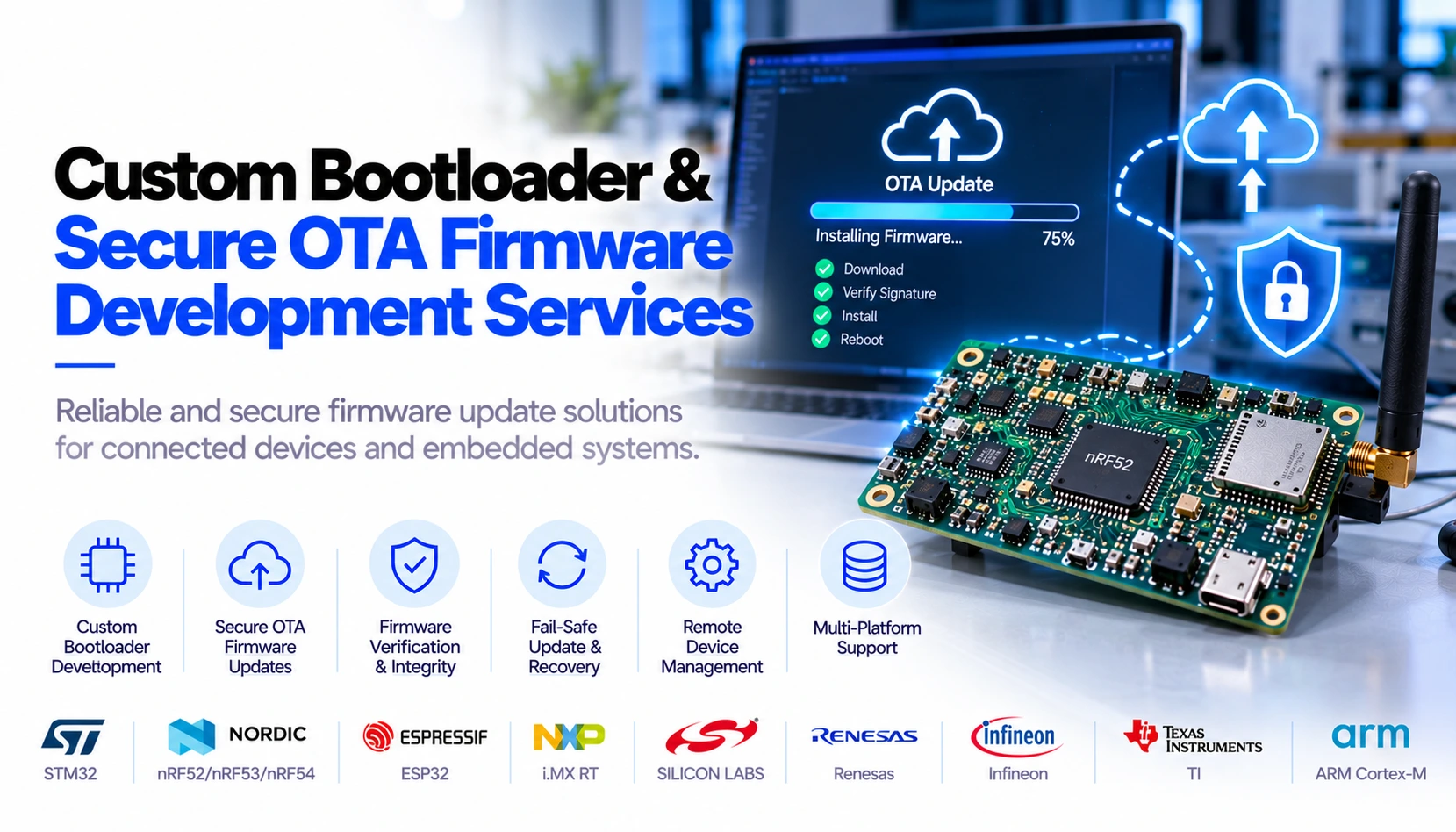 Custom Bootloader and Secure OTA Firmware Development