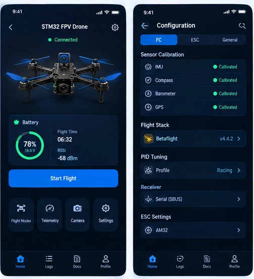 STM32 FPV Drone Flight Controller Development App