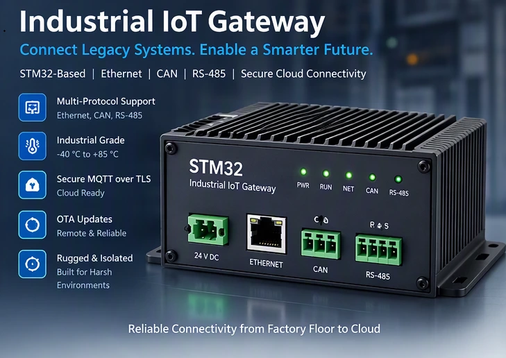STM32-Based Industrial IoT Gateway Development with Ethernet, CAN and RS-485