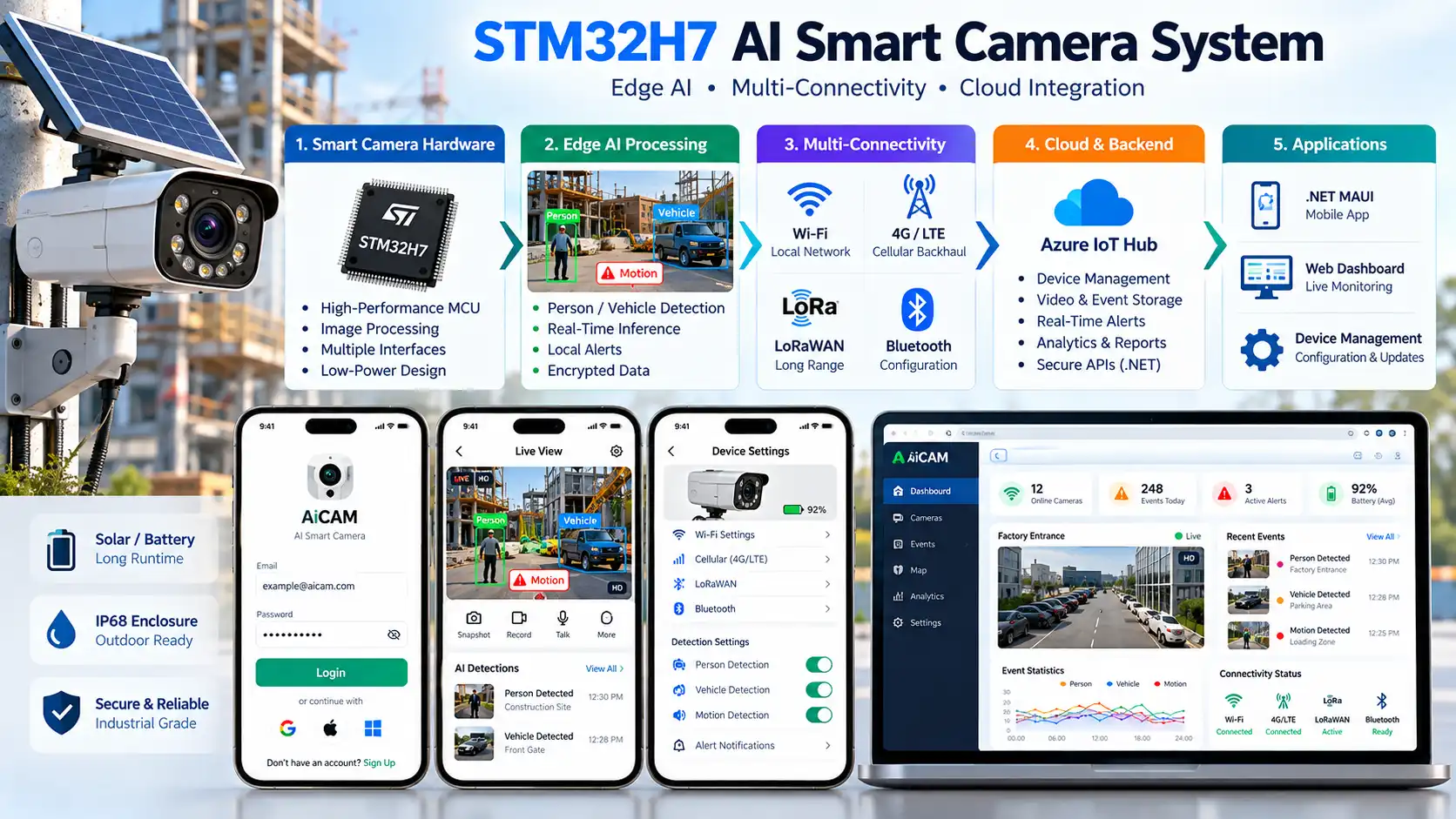 STM32H7 smart camera with multiple connectivity paths