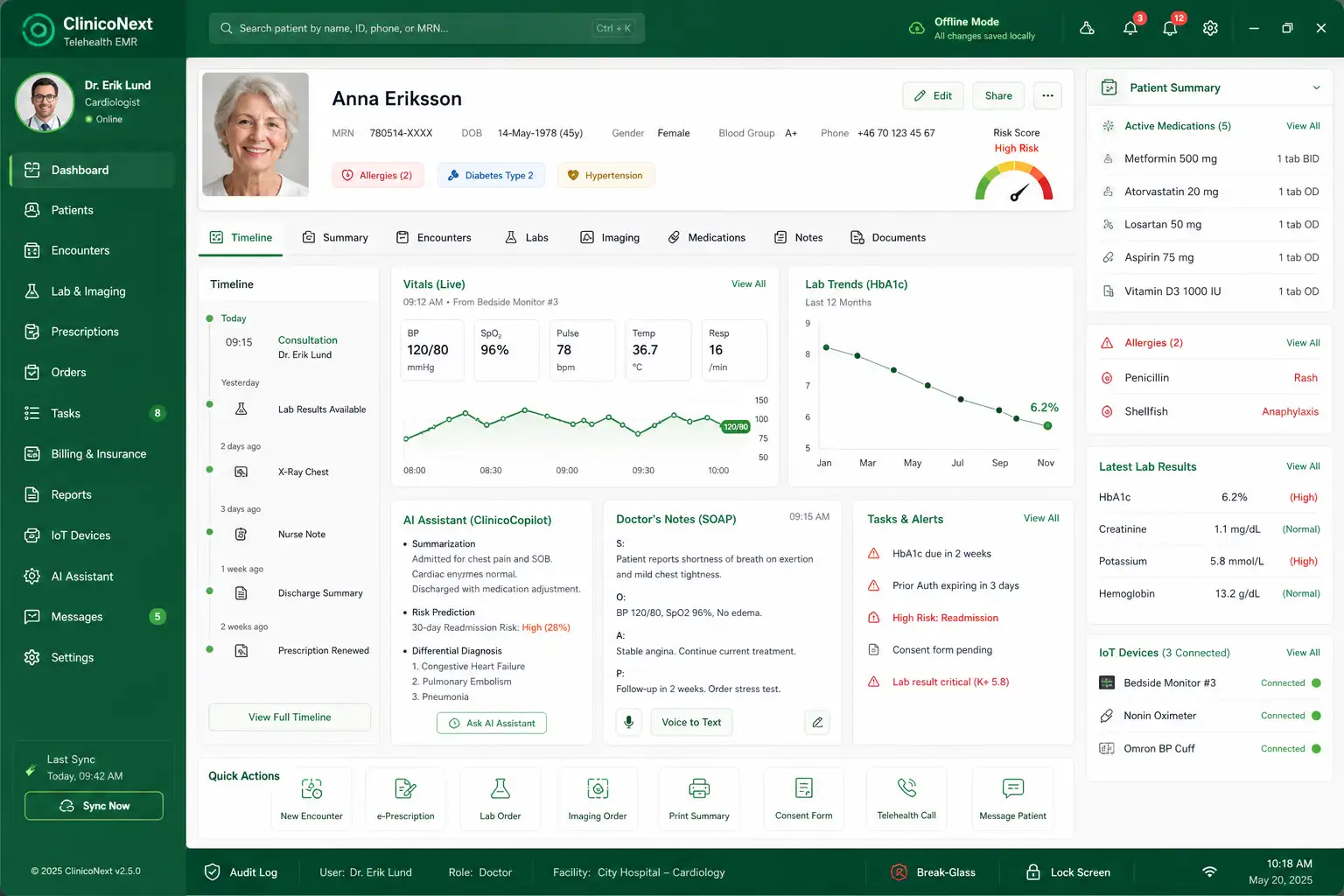 Telehealth EMR/EHR WPF desktop application