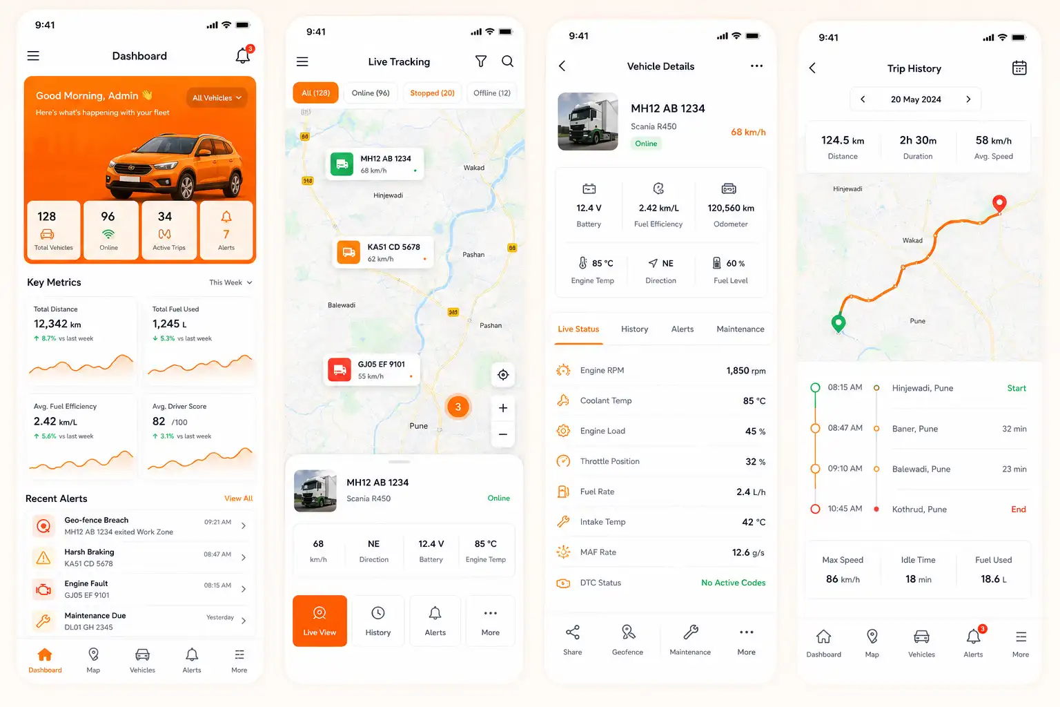 Vehicle diagnostics mobile UI