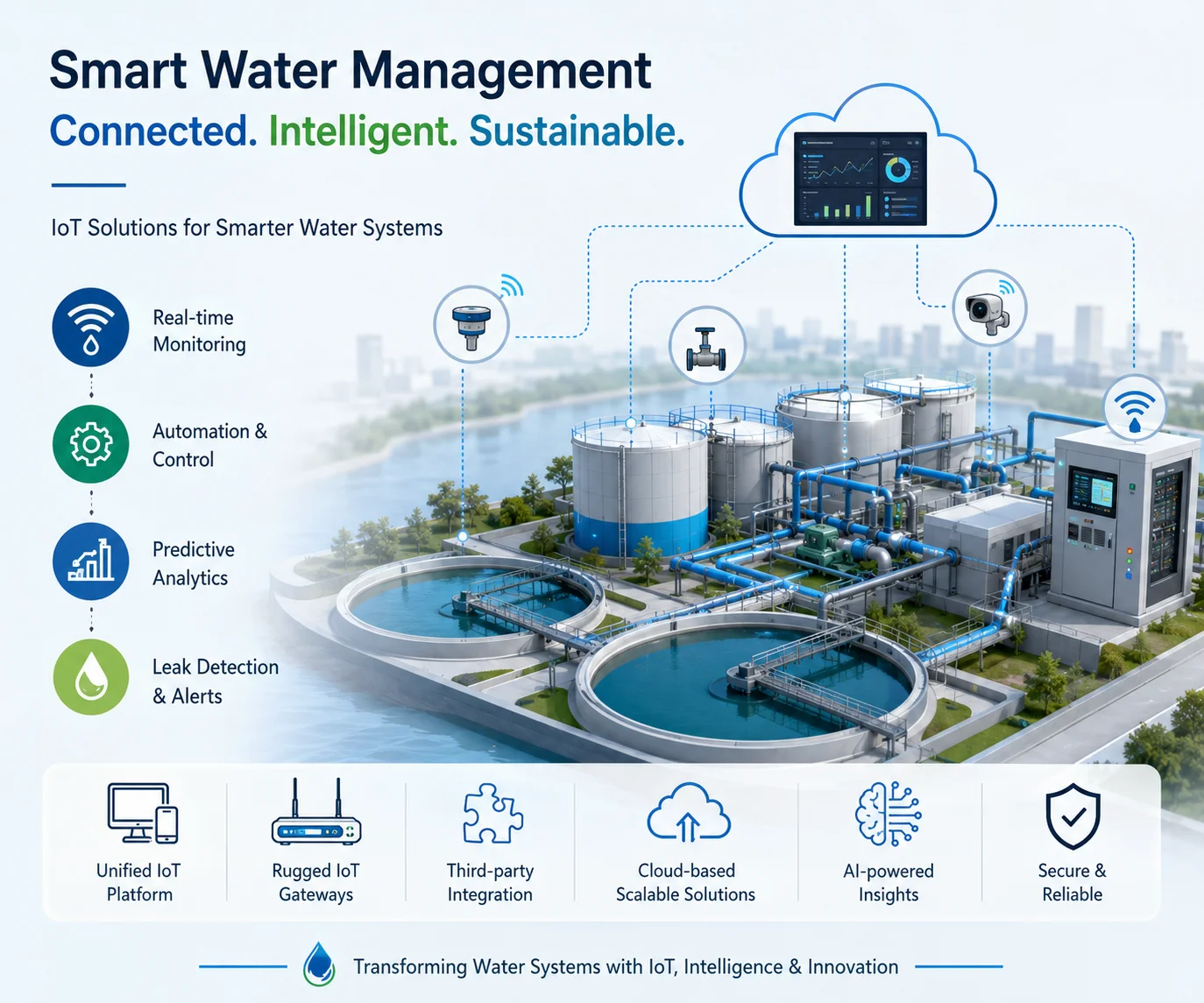 Water Management System Development for real-time IoT water monitoring, automation, and smart infrastructure management.